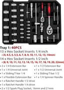 ست ابزار حرفه‌ای Toshionics، ۱۸۷ تکه، کیت ابزار مکانیک با کیف چرخ‌دار آلومینیومی محکم، کیت آچار جغجغه و بکس مکانیک خودرو، جعبه نظم‌دهنده، جعبه‌ابزار عمومی خانگی و خودرو 718