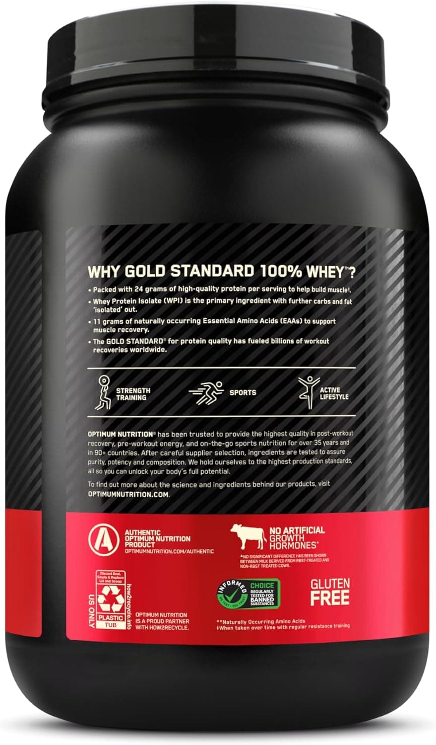 پودر پروتئین وی 100% Gold Standard Optimum Nutrition (ON) با منبع اصلی Isolate، 24 گرم پروتئین برای حمایت و ریکاوری عضلات - طعم French Vanilla Creme، وزن 2 پوند، 29 سروینگ (907 گرم) French Vanilla Crème 733