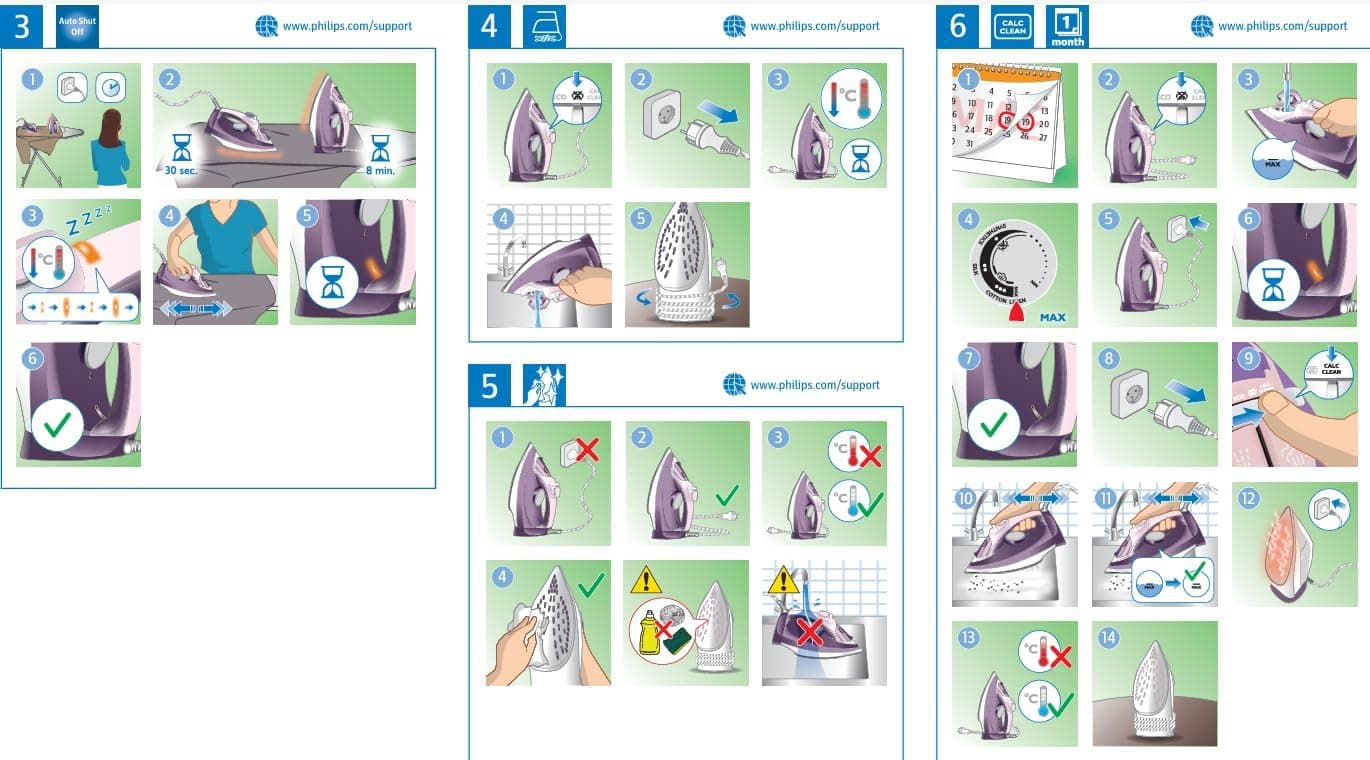 اتو بخار Philips سری 5000 - توان 2400 وات، بخار لحظه‌ای 160 گرم، کفی SteamGlide Plus - مدل DST5010/16 74