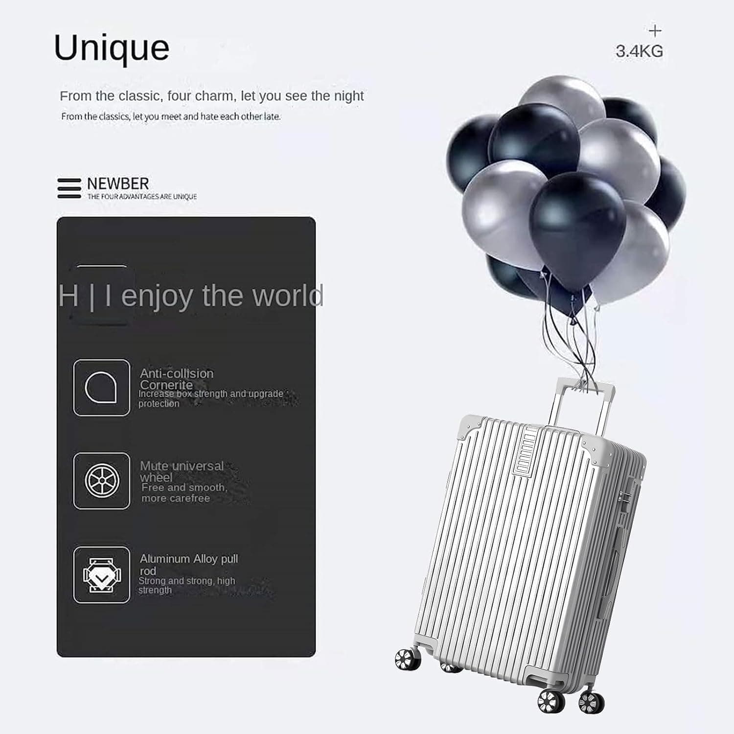 ست چمدان، ۳ تکه (۲۰/۲۴/۲۸ اینچ) چمدان با چرخ‌های یونیورسال PC+ABS هاردشل بادوام، قیمت حراج (نقره‌ای) 756