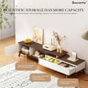 کمد تلویزیون Beauenty مناسب برای تلویزیون‌های 50 تا 70 اینچ، میز تلویزیون با 2 کشو، طراحی مدرن، میز کنسول تلویزیون چوبی، پایه تلویزیون قابل تنظیم با ابعاد طول 220 × عرض 30 × ارتفاع 43 سانتی‌متر (Style 1) 762