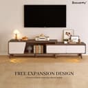 کمد تلویزیون Beauenty مناسب برای تلویزیون‌های 50 تا 70 اینچ، میز تلویزیون با 2 کشو، طراحی مدرن، میز کنسول تلویزیون چوبی، پایه تلویزیون قابل تنظیم با ابعاد طول 220 × عرض 30 × ارتفاع 43 سانتی‌متر (Style 1) 764