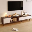 کمد تلویزیون Beauenty مناسب برای تلویزیون‌های 50 تا 70 اینچ، میز تلویزیون با 2 کشو، طراحی مدرن، میز کنسول تلویزیون چوبی، پایه تلویزیون قابل تنظیم با ابعاد طول 220 × عرض 30 × ارتفاع 43 سانتی‌متر (Style 1) 765