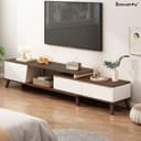 کمد تلویزیون Beauenty مناسب برای تلویزیون‌های 50 تا 70 اینچ، میز تلویزیون با 2 کشو، طراحی مدرن، میز کنسول تلویزیون چوبی، پایه تلویزیون قابل تنظیم با ابعاد طول 220 × عرض 30 × ارتفاع 43 سانتی‌متر (Style 1) 766