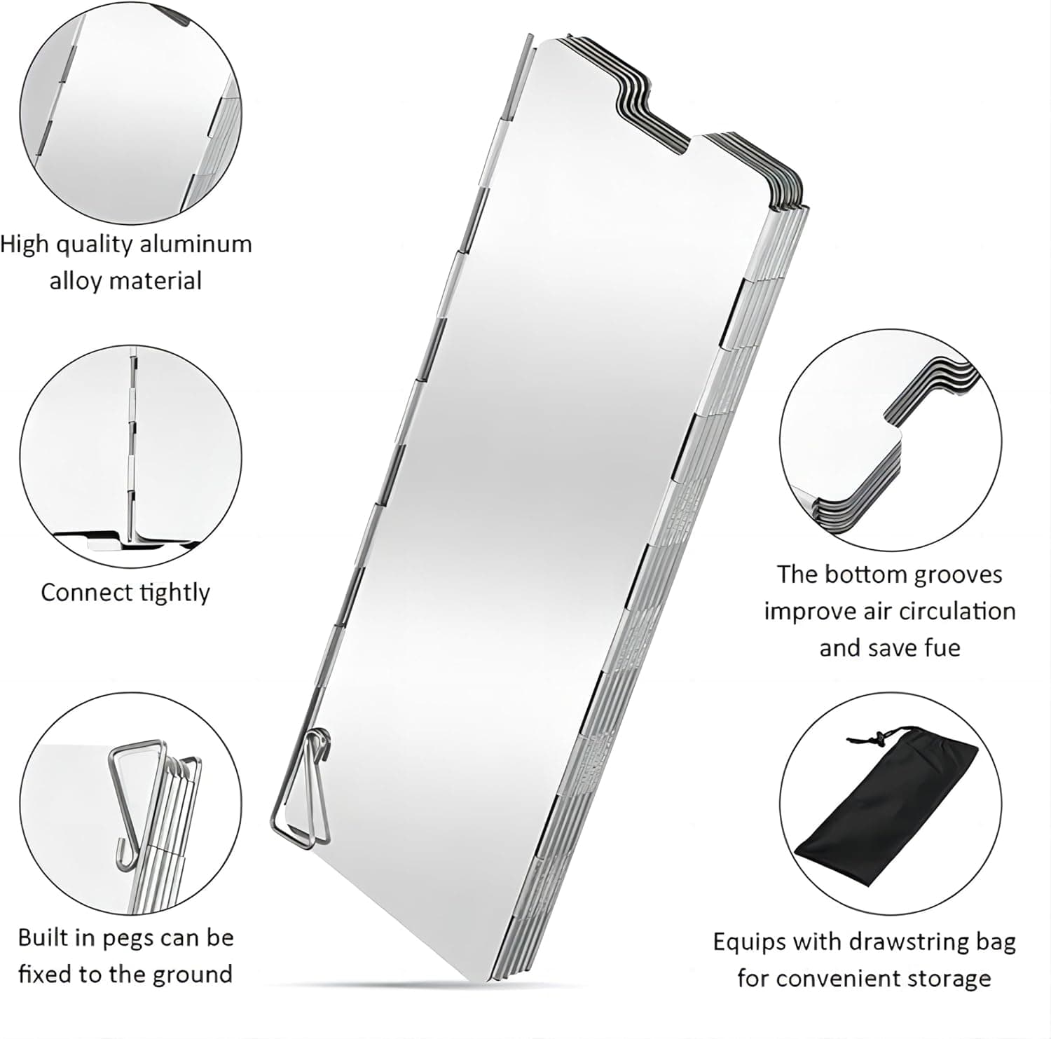 محافظ باد اجاق کمپینگ COOLBABY با 10 صفحه – تاشو و قابل‌حمل، مناسب برای اجاق گاز کمپینگ، اجاق بوتان، اجاق الکلی و پخت‌وپز در فضای باز یا پیک‌نیک.