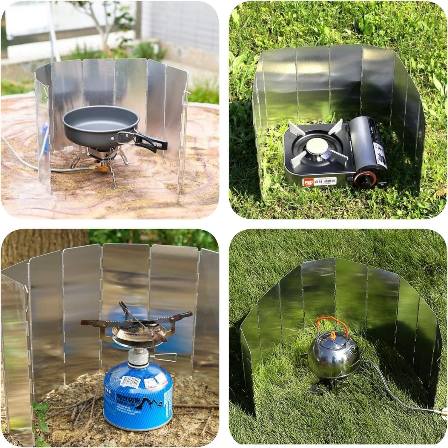 محافظ باد اجاق کمپینگ COOLBABY با 10 صفحه – تاشو و قابل‌حمل، مناسب برای اجاق گاز کمپینگ، اجاق بوتان، اجاق الکلی و پخت‌وپز در فضای باز یا پیک‌نیک. 823