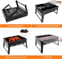 Kizmyee BBQ Grill ذغالی قابل‌حمل – مناسب برای فضای باز، تاشو و استیل ضدزنگ، قابل استفاده روی میز یا زمین، ایده‌آل برای پیک‌نیک، باغ، تراس، کمپ و سفر. ابعاد: ۱۵.۳۵ × ۱۱.۴۱ × ۲.۹۵ اینچ. 827