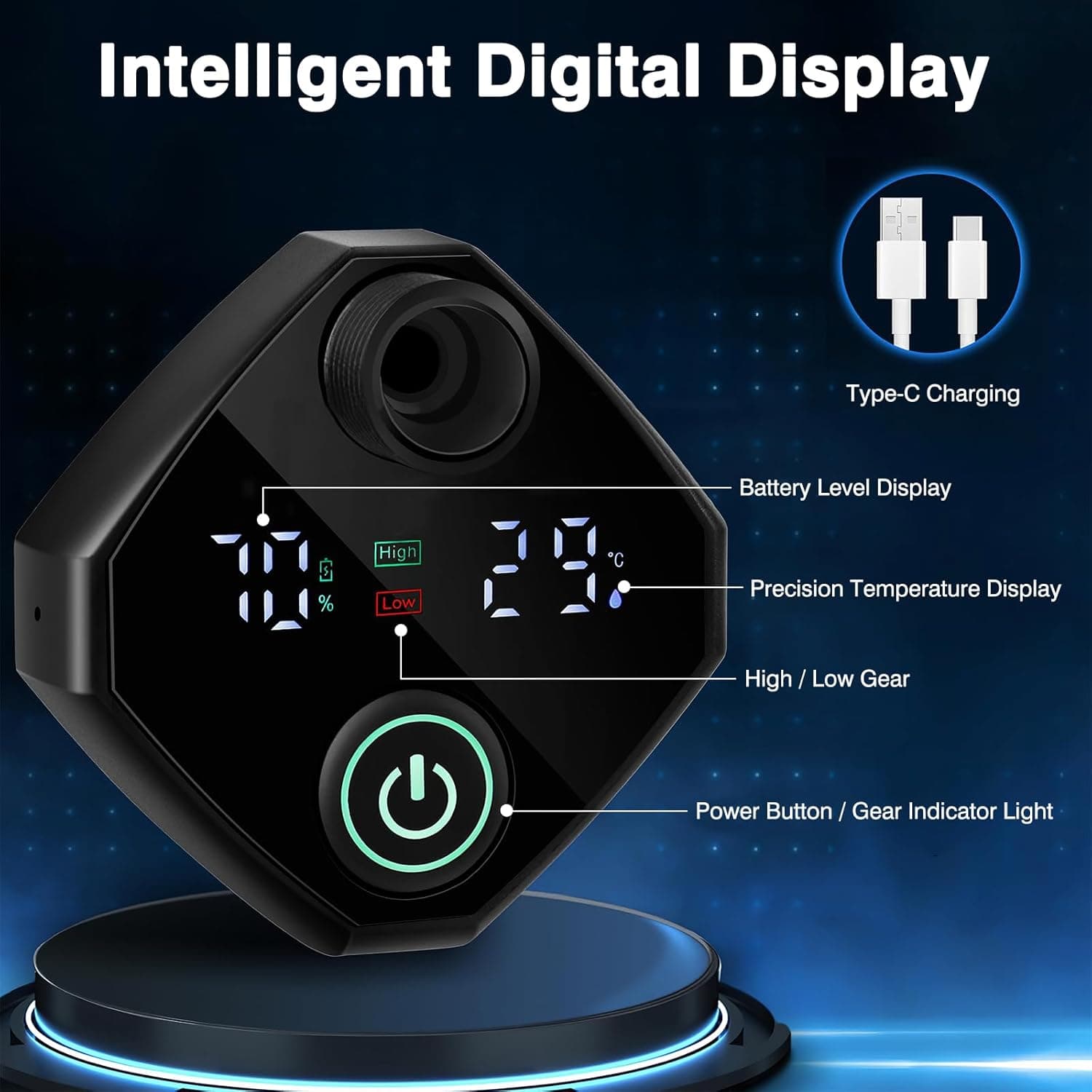 دوش قابل حمل Ponicozy Portable Camping Shower – پمپ برقی قابل شارژ با ظرفیت 6000 میلی‌آمپر ساعت، دارای نمایشگر دیجیتال هوشمند و سری دوش، مناسب برای کمپینگ، پیاده‌روی، سفر با RV و شستشوی حیوانات خانگی.