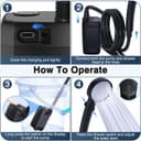 دوش قابل حمل Ponicozy Portable Camping Shower – پمپ برقی قابل شارژ با ظرفیت 6000 میلی‌آمپر ساعت، دارای نمایشگر دیجیتال هوشمند و سری دوش، مناسب برای کمپینگ، پیاده‌روی، سفر با RV و شستشوی حیوانات خانگی. 851