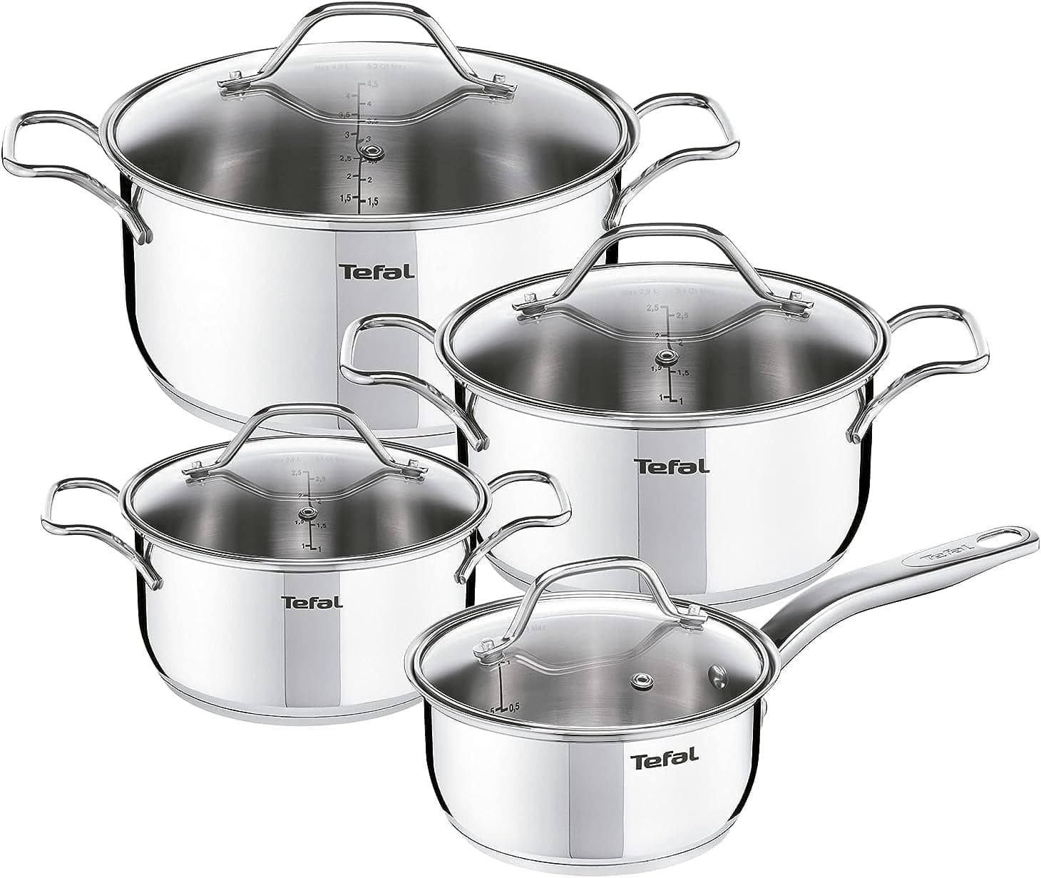 ست ظروف آشپزی TEFAL Cookware Set – Intuition – شامل ۸ تکه از جنس استیل ضد زنگ، مناسب برای اجاق‌های القایی (Induction)، با ۲ سال گارانتی.