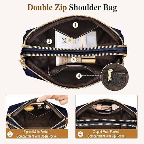 کیف کراسبادی زنانه KASTWAVE، کیف دستی و کیف شانهای چرمی با بند پهن قابل تنظیم، بند زنجیری و جا کارتی 2 اسلات، کیف کراسبادی دوربین برای خانمها و دختران برای سفر، خرید و استفاده روزانه، سرمهای تیره 526