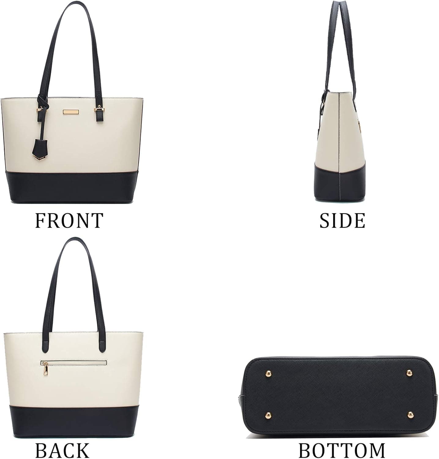 کیفهای دستی YNIQUE Satchel و کیفهای زنانه برای شانه، کیفهای Tote و کیف پول 4-1 مشکی سفید 216