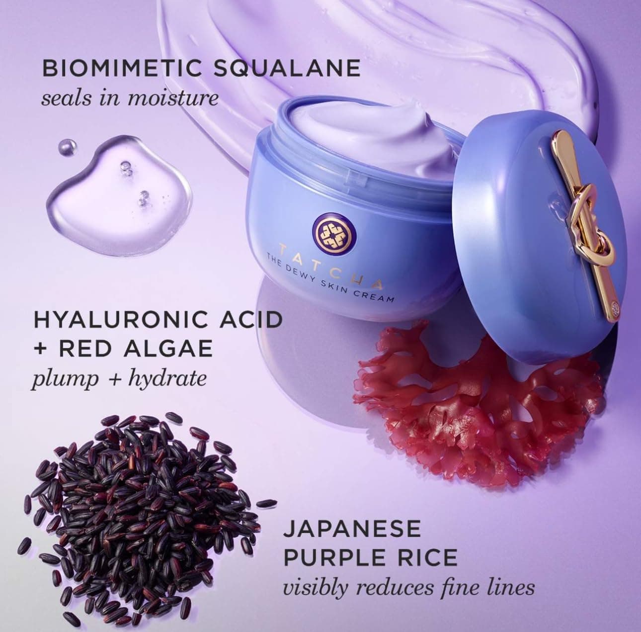 کرم مرطوبکننده Tatcha The Dewy Skin Cream: کرم غلیظ برای آبرسانی، حجمدهی و محافظت از پوست خشک و مختلط - 50 میلیلیتر / 1.7 اونس (1.7 Ounce) 1.7 Fl Oz (بسته 1 عددی) 1157