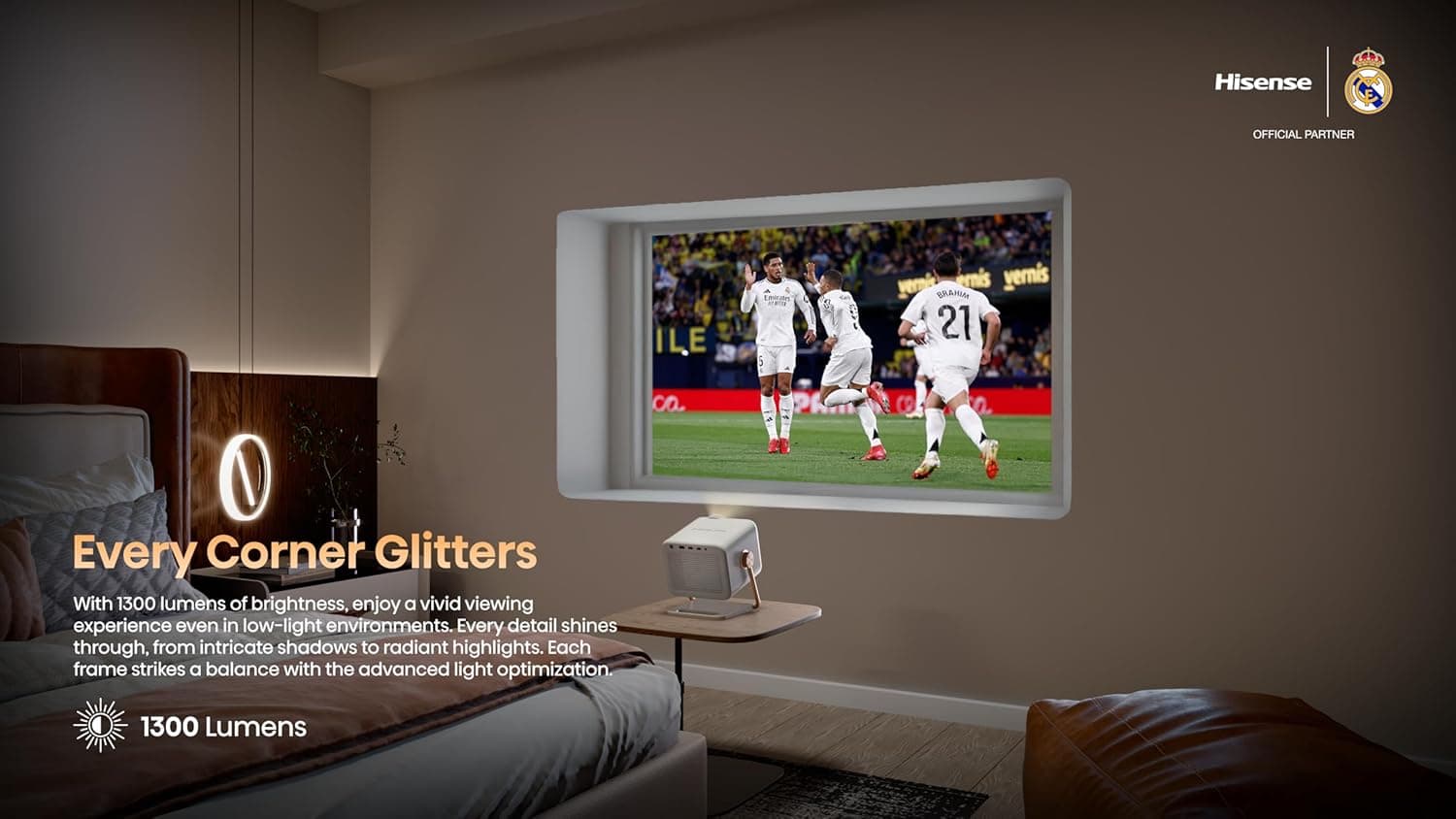 ویدئو پروژکتور لیزری هوشمند Mini 4K Hisense M2 Madrid قابل حمل، اندازه تصویر 65"-200" (اینچ)، با فناوری TriChroma، روشنایی 1300 Lumens با HDR، نرخ تازهسازی HSR 240Hz، پشتیبانی از Dolby Vision و Alexa داخلی (مدل 2025) M2 Madrid Portable 1257