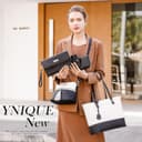 کیفهای دستی YNIQUE Satchel و کیفهای زنانه برای شانه، کیفهای Tote و کیف پول 4-1 مشکی سفید 217