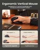 ماوس عمودی ارگونومیک ProtoArc، مدل EM11 NL، ماوس بیسیم قابل شارژ Bluetooth، ماوس ارگو با قابلیت اتصال به ۳ دستگاه برای PC/Notebook/Laptop، ماوس اپتیکال 2.4GHz برای Windows و Mac OS، رنگ خاکستری 1756