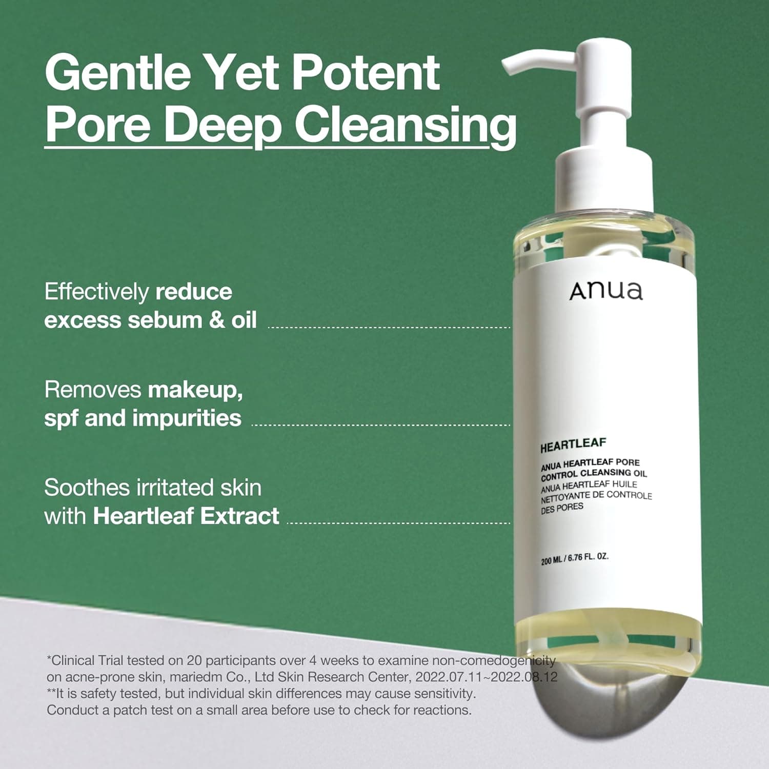 روغن پاککننده ANUA Heartleaf Pore Control، Oil Cleanser برای صورت، پاککننده آرایش و جوشهای سرسیاه، Double Cleansing، پاککننده صورت، ترکیبات ملایم، مراقبت پوستی کرهای 6.76 fl oz (200ml) 2200