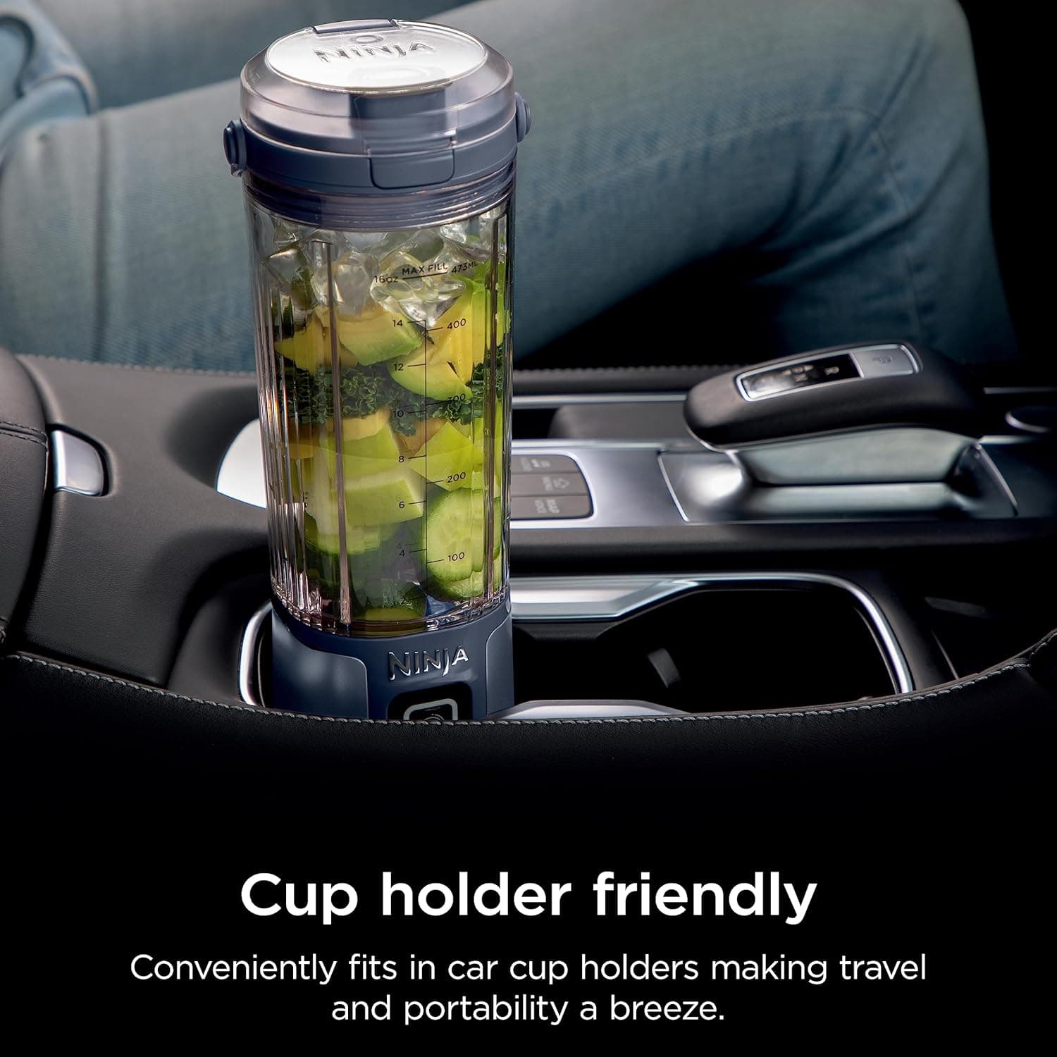 مخلوطکن قابل حمل Ninja BC151NV Blast، بیسیم، ظرف 18 اونس، مخلوطکن شخصی برای شیک و اسموتی، بدون BPA، درب ضد نشت با دهانه نوشیدن، قابل شارژ با USB-C، قطعات قابل شستوشو در ماشین ظرفشویی، رنگ Denim Blue 2777