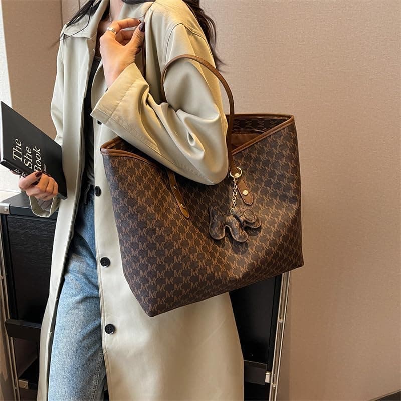 کیف لپ تاپ زنانه 16 اینچ، کیف دستی لپ تاپ چرمی اداری، کیف شانهای کراسبادی با بافت Premium، کیف دستی شانهای با ظرفیت بالا (قهوهای) 2996