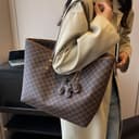 کیف لپ تاپ زنانه 16 اینچ، کیف دستی لپ تاپ چرمی اداری، کیف شانهای کراسبادی با بافت Premium، کیف دستی شانهای با ظرفیت بالا (قهوهای) 2997