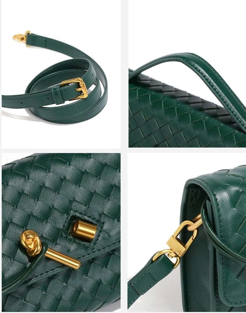 کلاچ دستی بافتنی شیک مجلسی زنانه، کیف زیر بغل رو دوشی، کیف دستی کراسبادی بامزه، کیف پول چرم PU، رنگ بنفش تیره 3022