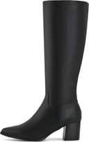 چکمههای تا زانو زنانه Shoe'N Tale با نوک تیز، چکمههای بلند با پاشنه میانی پهن و بلوکی، زیپ کناری، سایز 40 EU، رنگ مشکی Pu 3107