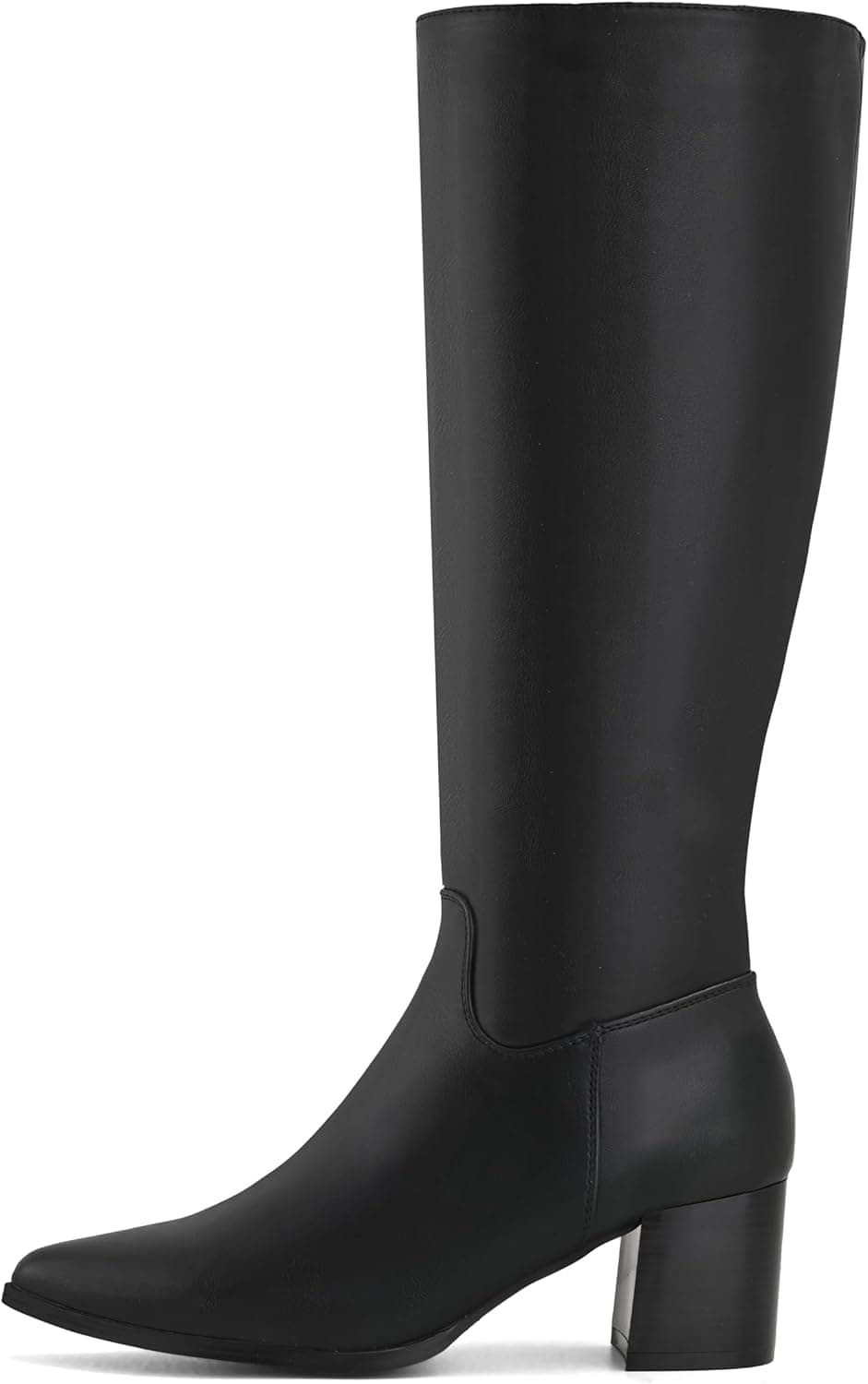 چکمههای تا زانو زنانه Shoe'N Tale با نوک تیز، چکمههای بلند با پاشنه میانی پهن و بلوکی، زیپ کناری، سایز 40 EU، رنگ مشکی Pu 3107