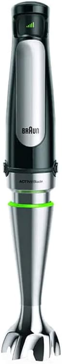 گوشتکوب برقی Braun مدل MultiQuick 7 با توان 1000 وات به همراه لیوان 600 میلیلیتری بدون BPA، غذاساز 1.5 لیتری، خردکن 350 میلیلیتری، پورهساز/لهکن، همزن، فناوری Easy SmartSpeed، SplashControl و PowerBell Plus مدل MQ 7087X مشکی 13 در 1 3133