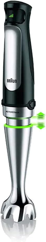 گوشتکوب برقی Braun مدل MultiQuick 7 با توان 1000 وات به همراه لیوان 600 میلیلیتری بدون BPA، غذاساز 1.5 لیتری، خردکن 350 میلیلیتری، پورهساز/لهکن، همزن، فناوری Easy SmartSpeed، SplashControl و PowerBell Plus مدل MQ 7087X مشکی 13 در 1 3135