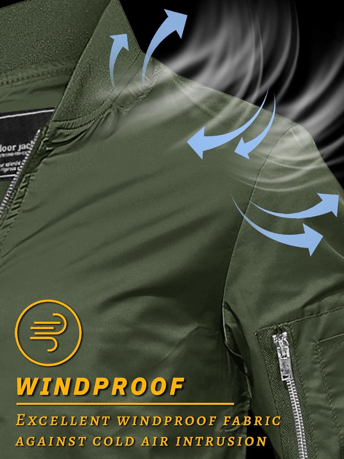 کاپشن مردانه TACVASEN - سبک، کژوال برای بهار و پاییز، بمبر نازک با زیپ و جیب، کت روکش L مدل #02 سبز 3148