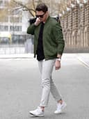 کاپشن مردانه TACVASEN - سبک، کژوال برای بهار و پاییز، بمبر نازک با زیپ و جیب، کت روکش L مدل #02 سبز 3149