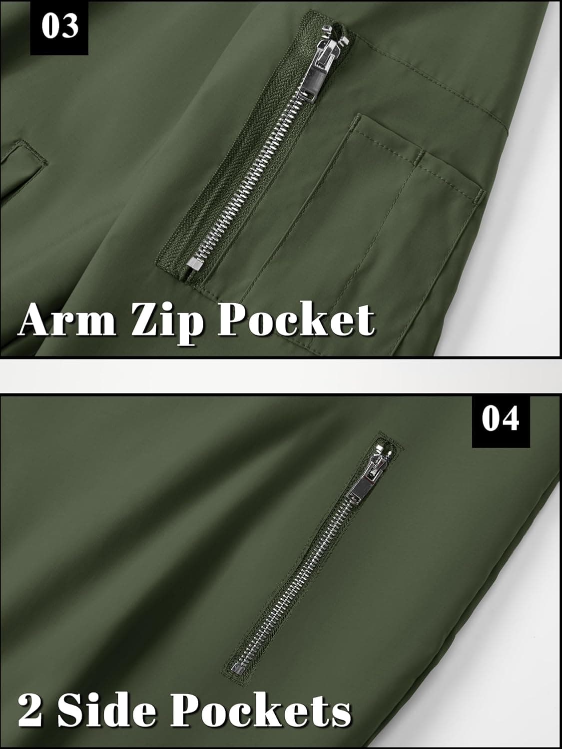 کاپشن مردانه TACVASEN - سبک، کژوال برای بهار و پاییز، بمبر نازک با زیپ و جیب، کت روکش L مدل #02 سبز 3151