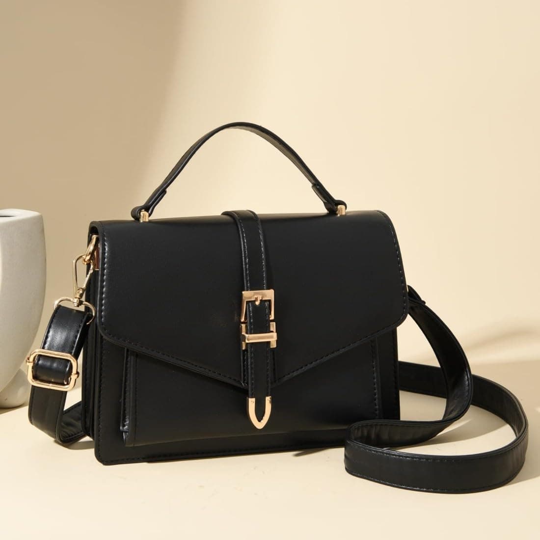 کیف کراسبادی زنانه، کیف کراسبادی کوچک، کیف دوشی از چرم مصنوعی ضدآب، کیف دوشی، سبک و آسان برای حمل، بند قابل تنظیم، شیک و زیبا، مناسب برای هدیه تعطیلات، هدیه برای دختران، سفر و گردش - مشکی 3304