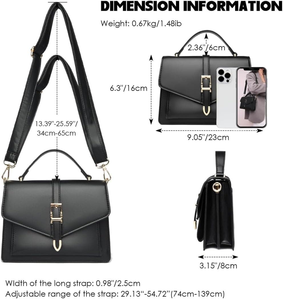 کیف کراسبادی زنانه، کیف کراسبادی کوچک، کیف دوشی از چرم مصنوعی ضدآب، کیف دوشی، سبک و آسان برای حمل، بند قابل تنظیم، شیک و زیبا، مناسب برای هدیه تعطیلات، هدیه برای دختران، سفر و گردش - مشکی 3305