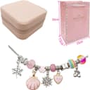 کیت ساخت دستبند Beauenty برای دختران، کیت ۶۸ عددی Charm Bracelets همراه با جعبه جواهرات، آویزهای جواهرات، دستبندها برای کاردستی DIY، هدیه دستبند برای بزرگسالان و کودکان، هدیه برای دختران ۳ تا ۱۲ ساله (صورتی) 3351