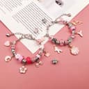 کیت ساخت دستبند Beauenty برای دختران، کیت ۶۸ عددی Charm Bracelets همراه با جعبه جواهرات، آویزهای جواهرات، دستبندها برای کاردستی DIY، هدیه دستبند برای بزرگسالان و کودکان، هدیه برای دختران ۳ تا ۱۲ ساله (صورتی) 3354