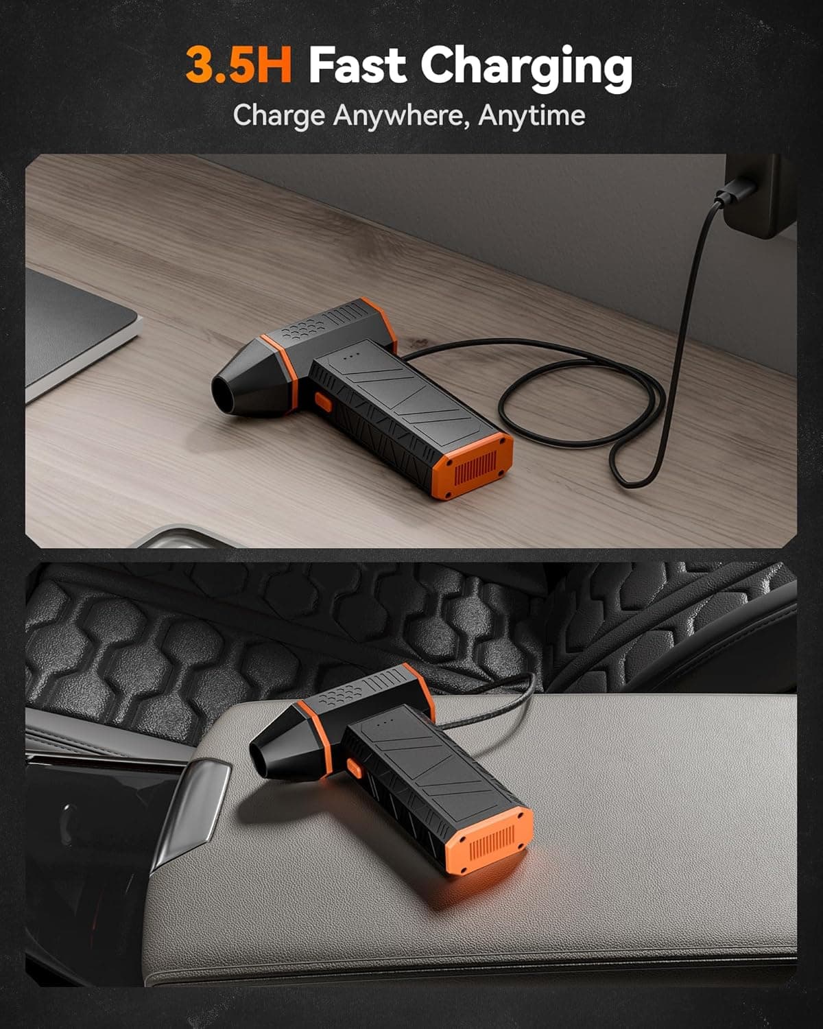 گردگیر برقی WOLFBOX مدل MegaFlow 50 با سرعت 110000RPM، دمنده مینی 3 حالته قابل تنظیم، بیسیم، شارژ سریع، مناسب برای گردگیری و حذف گرد و غبار در کامپیوترها، کیبوردها، خودروها، منازل و فضاهای بیرونی 3593