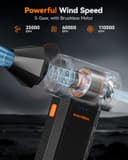 گردگیر برقی WOLFBOX مدل MegaFlow 50 با سرعت 110000RPM، دمنده مینی 3 حالته قابل تنظیم، بیسیم، شارژ سریع، مناسب برای گردگیری و حذف گرد و غبار در کامپیوترها، کیبوردها، خودروها، منازل و فضاهای بیرونی 3594