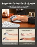 ماوس ارگونومیک ProtoArc مدل EM11 NL – بیسیم و عمودی (Vertical Mouse)، با قابلیت اتصال به چند دستگاه بهصورت همزمان، قابل شارژ از طریق USB-C، مناسب برای Windows، macOS، کامپیوتر، نوتبوک و لپتاپ – رنگ سفید. 498