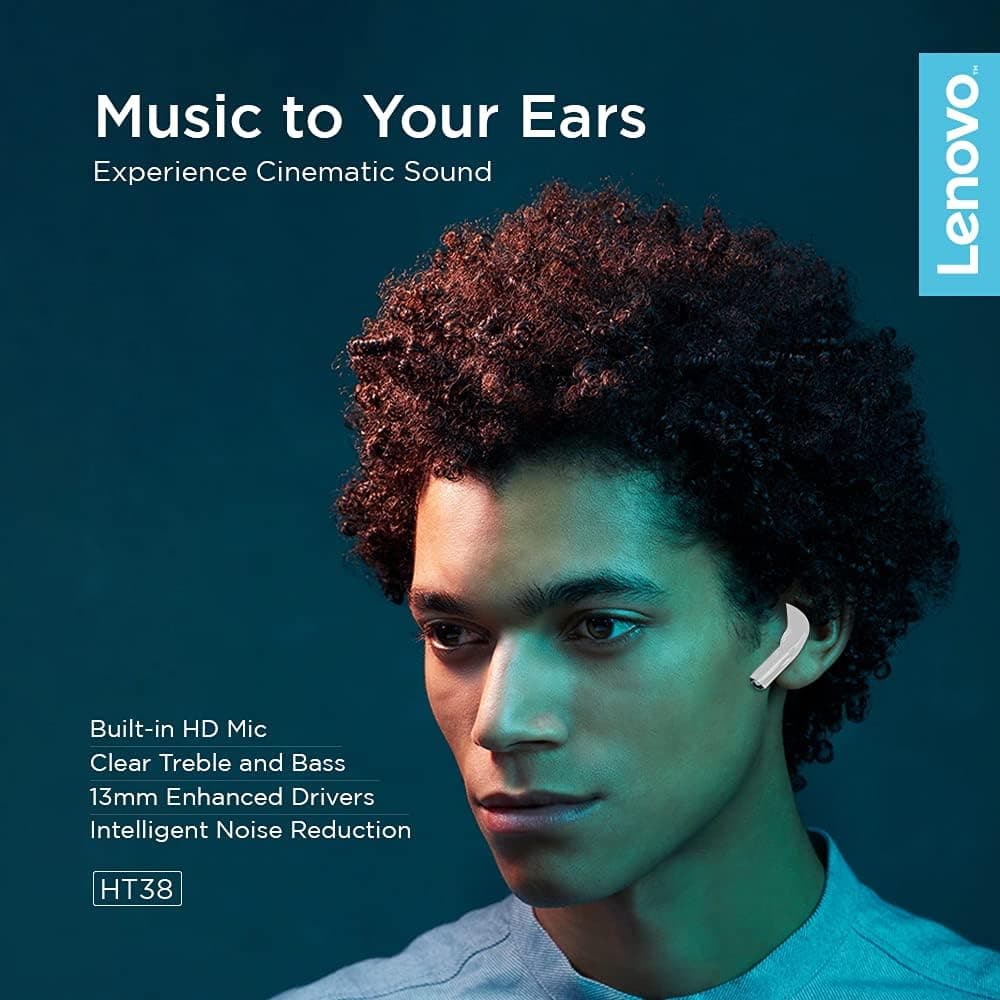 Lenovo Ht38 سفید، بیسیم، کوچک 633