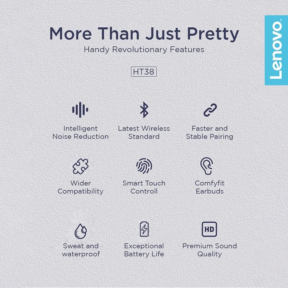 Lenovo Ht38 سفید، بیسیم، کوچک 638