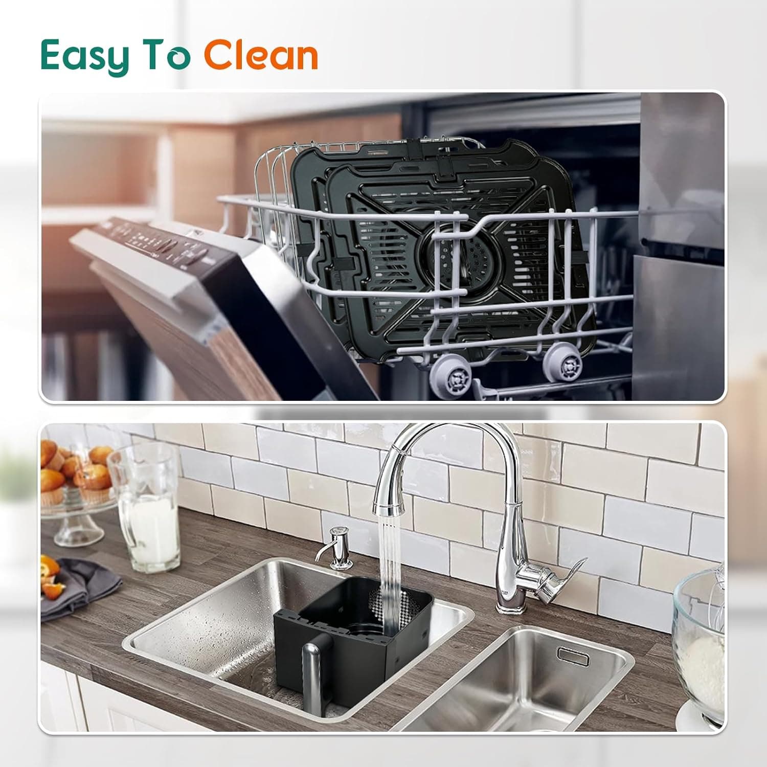 سرخکننده هوا ۱۰ لیتری دوطبقه، سرخکننده هوا دوگانه با سبد دوگانه و ۲ کشو ۲۴۰۰ وات، ۹ در ۱ با یادآور تکان دادن، کمجا و صرفهجو در فضا 714