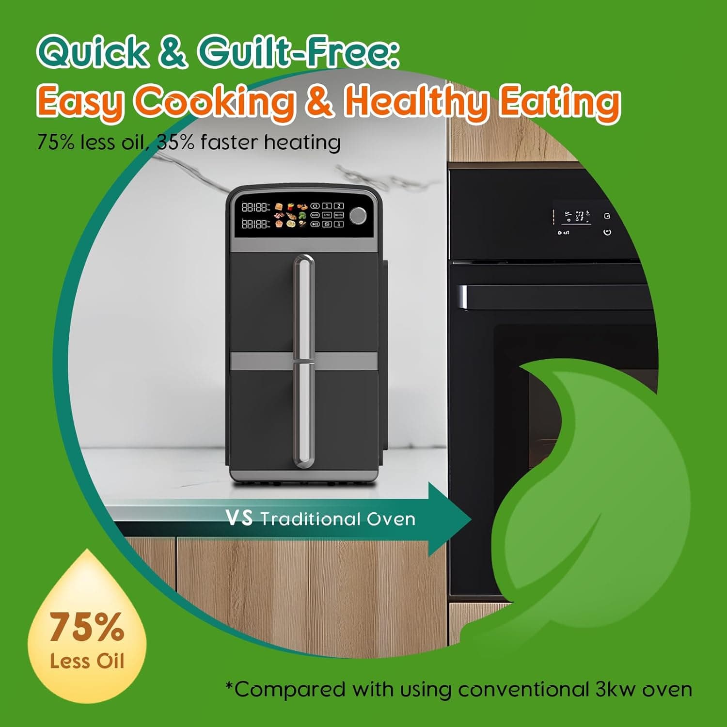 سرخکننده هوا ۱۰ لیتری دوطبقه، سرخکننده هوا دوگانه با سبد دوگانه و ۲ کشو ۲۴۰۰ وات، ۹ در ۱ با یادآور تکان دادن، کمجا و صرفهجو در فضا 715