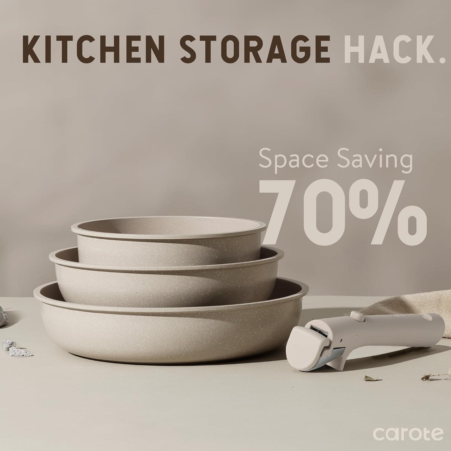 ست ۱۵ تکه قابلمه و تابه CAROTE، ست قابلمه و ماهیتابه نچسب، قابل شستشو در ماشین ظرفشویی/مناسب فر/یخچال، ست آشپزخانه مناسب اجاق القایی و RV، کمجا، ست پختوپز، ست نچسب با دسته چندمنظوره قابل جدا شدن، ست ۱۵ تکه گرانیت تاوپ تاوپ 782