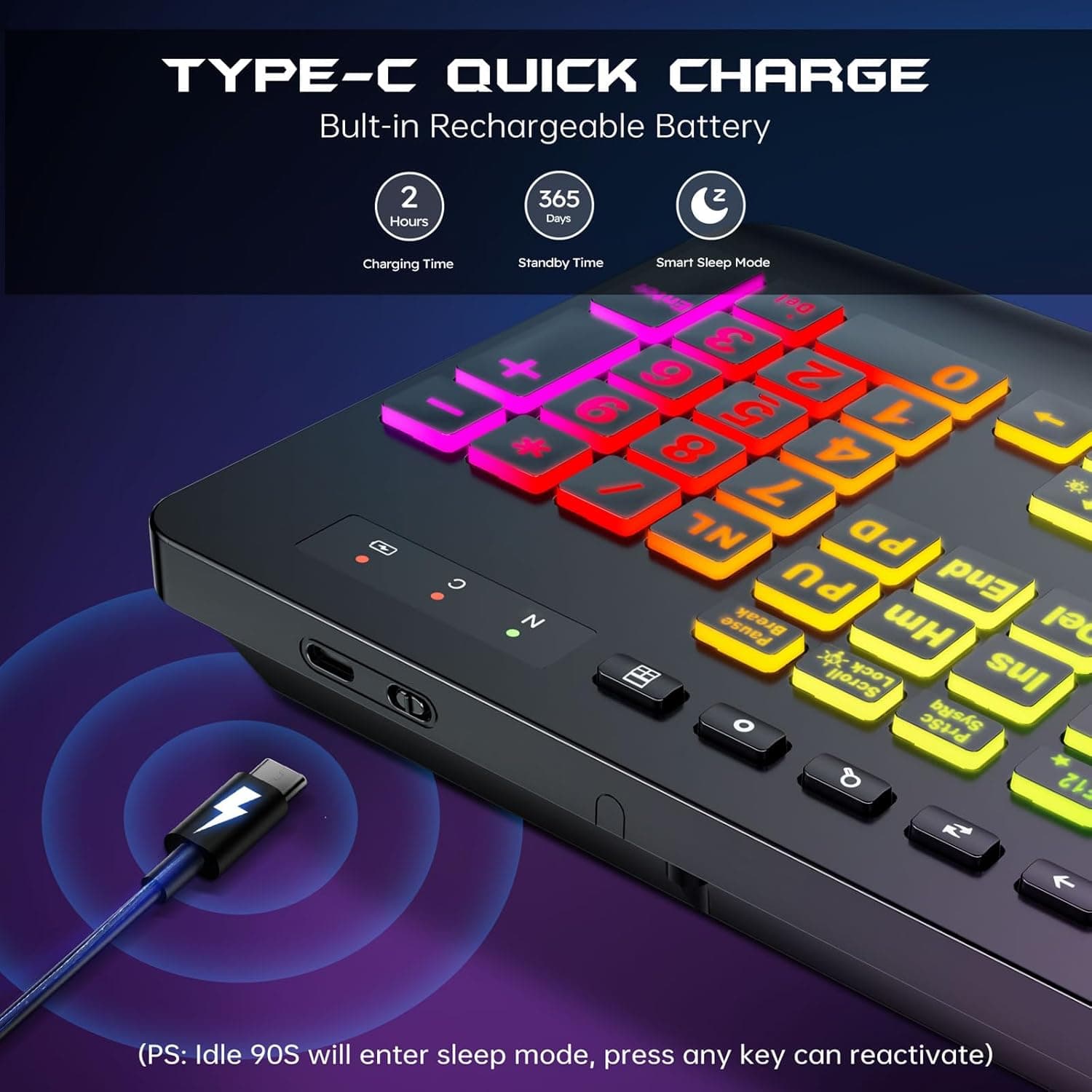 ست کیبورد و ماوس بیسیم Garlo – کیبورد غشایی بیصدا با حس مکانیکی، اندازه کامل (Full-Size) با اتصال Bluetooth، 2.4GHz و سیمی، دارای نور پسزمینه RGB و استراحتگاه ارگونومیک مچ دست، مناسب برای کامپیوتر، لپتاپ، Mac و PS5.