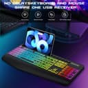 ست کیبورد و ماوس بیسیم Garlo – کیبورد غشایی بیصدا با حس مکانیکی، اندازه کامل (Full-Size) با اتصال Bluetooth، 2.4GHz و سیمی، دارای نور پسزمینه RGB و استراحتگاه ارگونومیک مچ دست، مناسب برای کامپیوتر، لپتاپ، Mac و PS5. 793