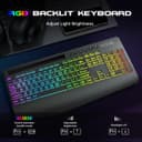 ست کیبورد و ماوس بیسیم Garlo – کیبورد غشایی بیصدا با حس مکانیکی، اندازه کامل (Full-Size) با اتصال Bluetooth، 2.4GHz و سیمی، دارای نور پسزمینه RGB و استراحتگاه ارگونومیک مچ دست، مناسب برای کامپیوتر، لپتاپ، Mac و PS5. 797