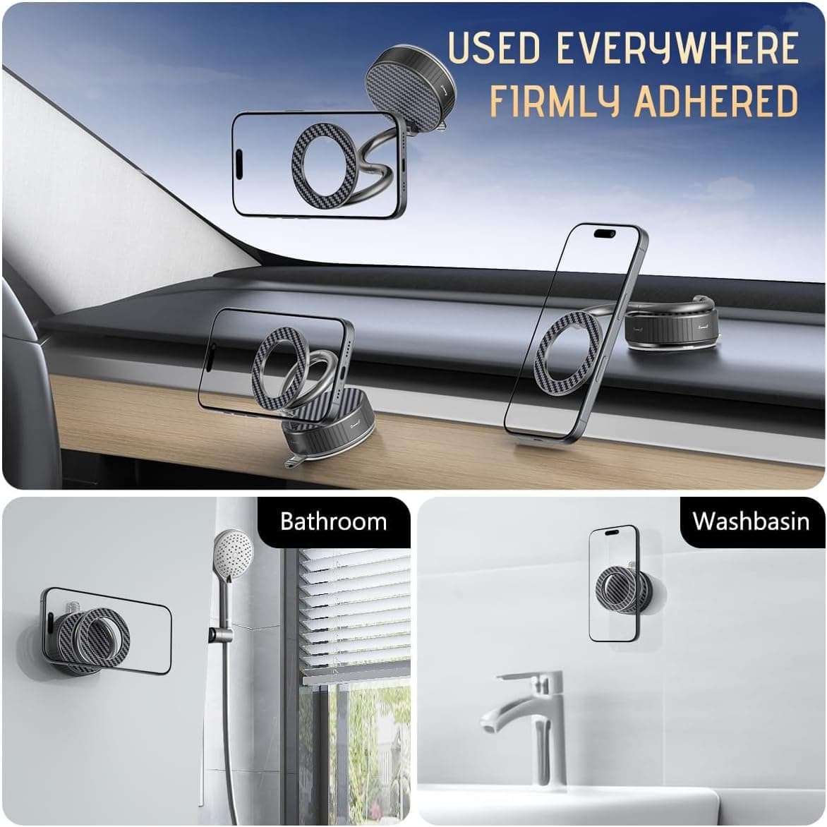 هولدر مغناطیسی گوشی برای خودرو – با پایه مکنده (Suction Cup) و قابلیت چرخش در زوایای بینهایت، پایه تاشو مناسب برای شیشه جلو، میز یا سطوح صاف، سازگار با تمام گوشیهای هوشمند. 802