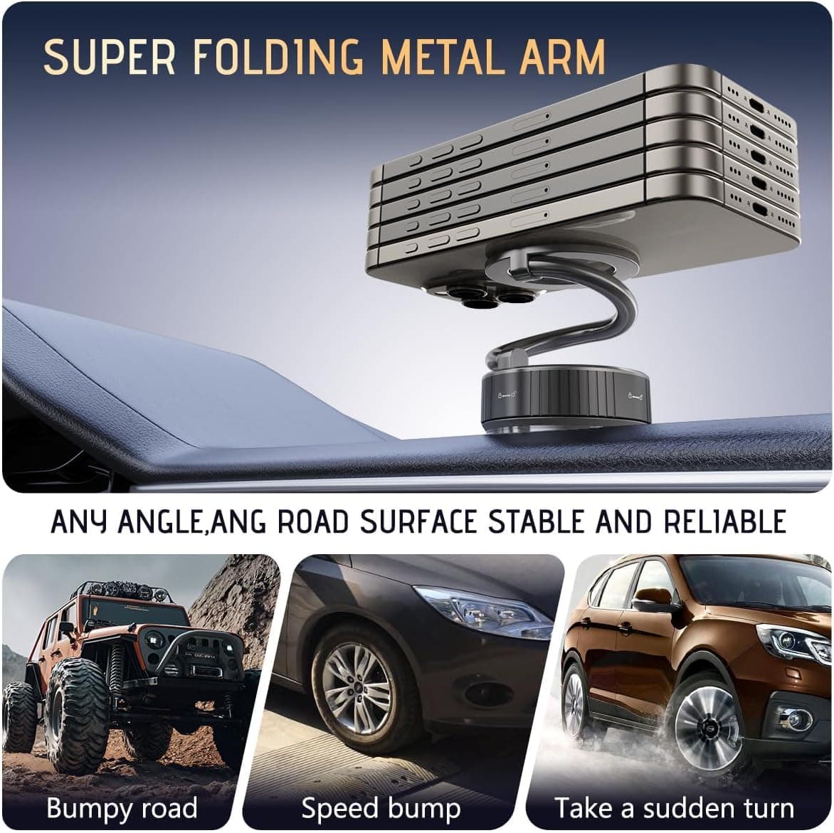 هولدر مغناطیسی گوشی برای خودرو – با پایه مکنده (Suction Cup) و قابلیت چرخش در زوایای بینهایت، پایه تاشو مناسب برای شیشه جلو، میز یا سطوح صاف، سازگار با تمام گوشیهای هوشمند. 807