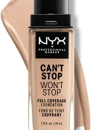 کرم‌پودر فول‌کاور NYX PROFESSIONAL MAKEUP مدل Can’t Stop Won’t Stop – شماره Vanilla 06، با پوشش‌دهی بالا و ماندگاری طولانی مناسب انواع پوست